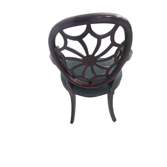 Late 20th Century Regency Style Web Back Mahogany Side Chair For Sale - Image 6 of 6