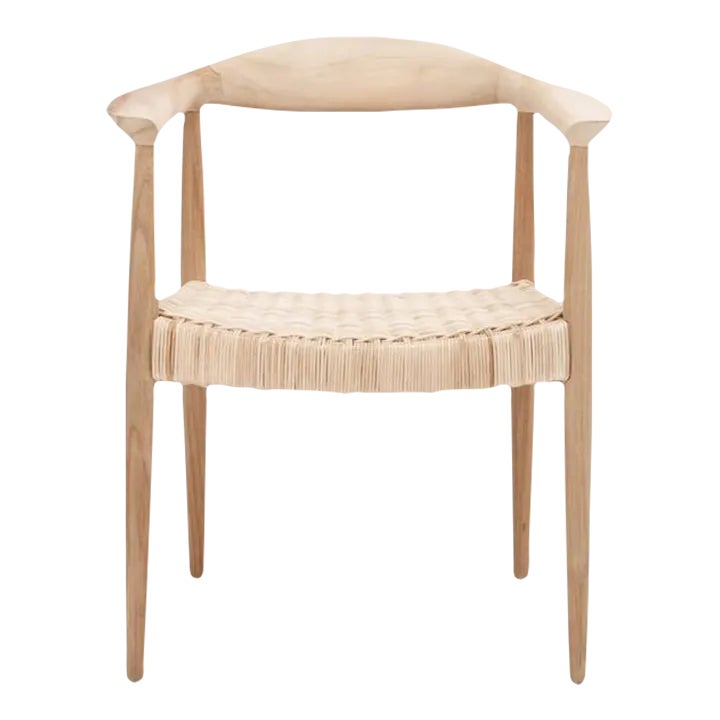 Renga Rope Rattan Accent Chair - Unfinished Natural Teak/Natural Rattan ...