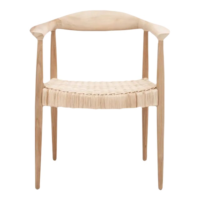 Renga Rope Rattan Accent Chair - Unfinished Natural Teak/Natural Rattan For Sale