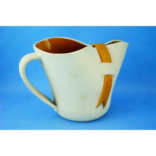 Cream Modernist Ceramic Jug Vase by Studio Umbria ARS Umbra Umbertide, 1950s For Sale - Image 8 of 18