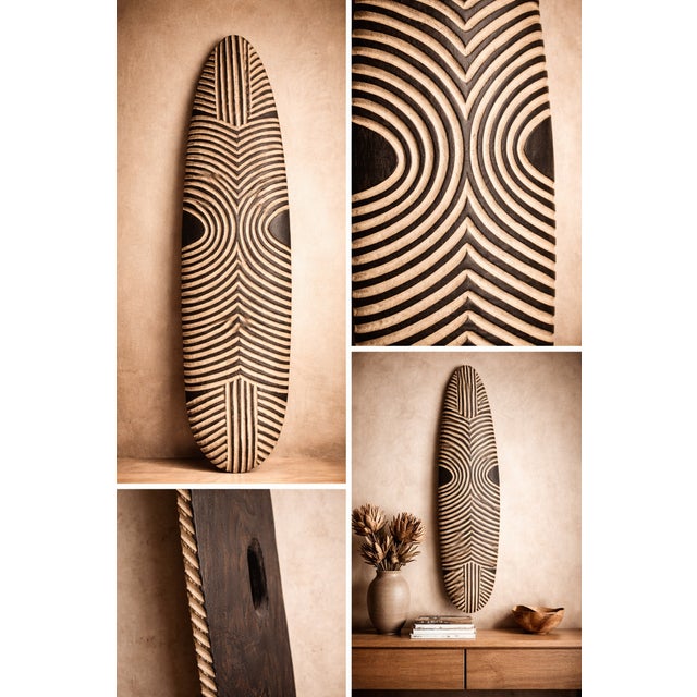 Contemporary Bamileke Long Shield Tribal Wall Sculpture, 1960s For Sale - Image 3 of 3