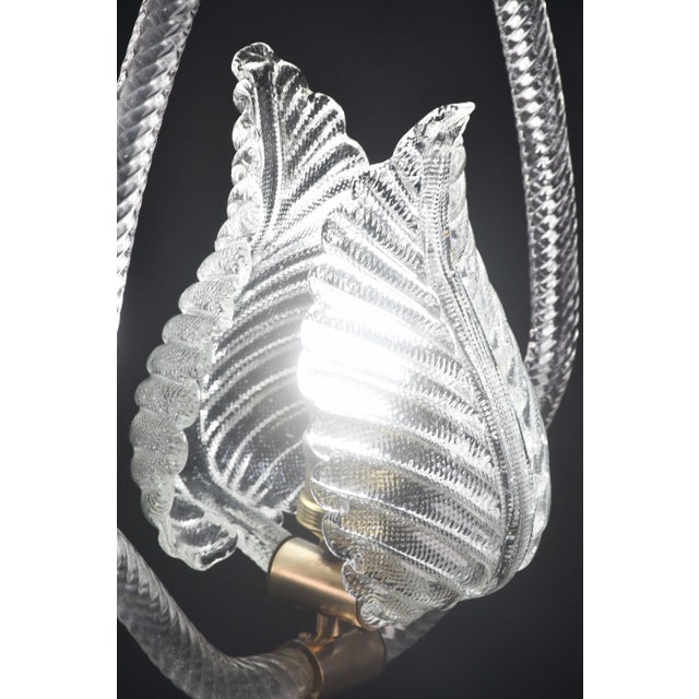 1940s Elgant Transparent Art Decò Barovier E Toso Pendant Light Murano Glass For Sale - Image 12 of 12