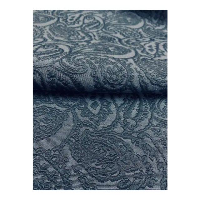 Heavy Duty Denim Navy Blue Paisley Upholstery Drapery Fabric For Sale