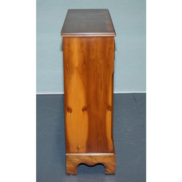Vintage Burr Yew Wood Open Dwarf Library Bookcase with Two Drawers For Sale - Image 5 of 13