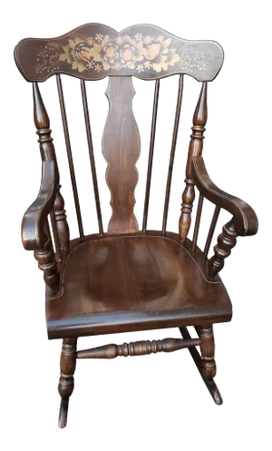 Vintage American Large Walnut Rocking Arm Chair