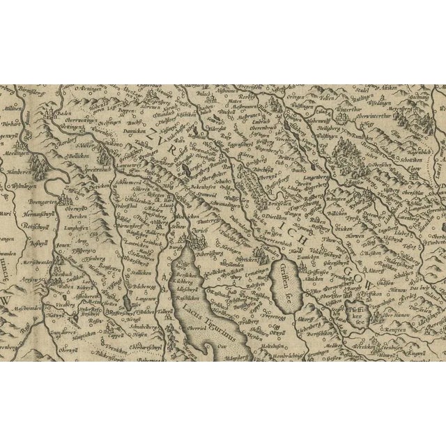 Brown Map of Zurich and Basel Region by Mercator, 1600 For Sale - Image 8 of 11