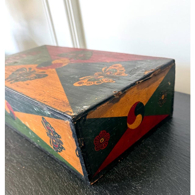 Wood Set of Three Korean Stackable Sewing Box Covered in Hanji Paper For Sale - Image 7 of 18