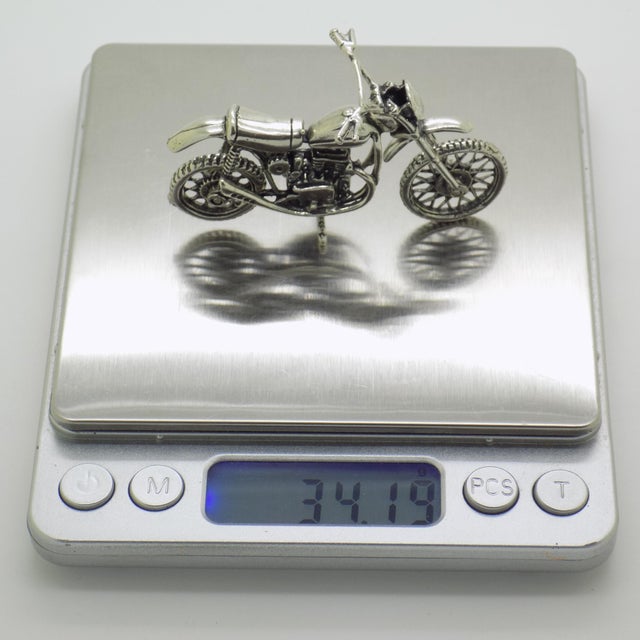 Silver Vintage Italian Silver 800 Motorcycle Figurine, 1980s For Sale - Image 8 of 11