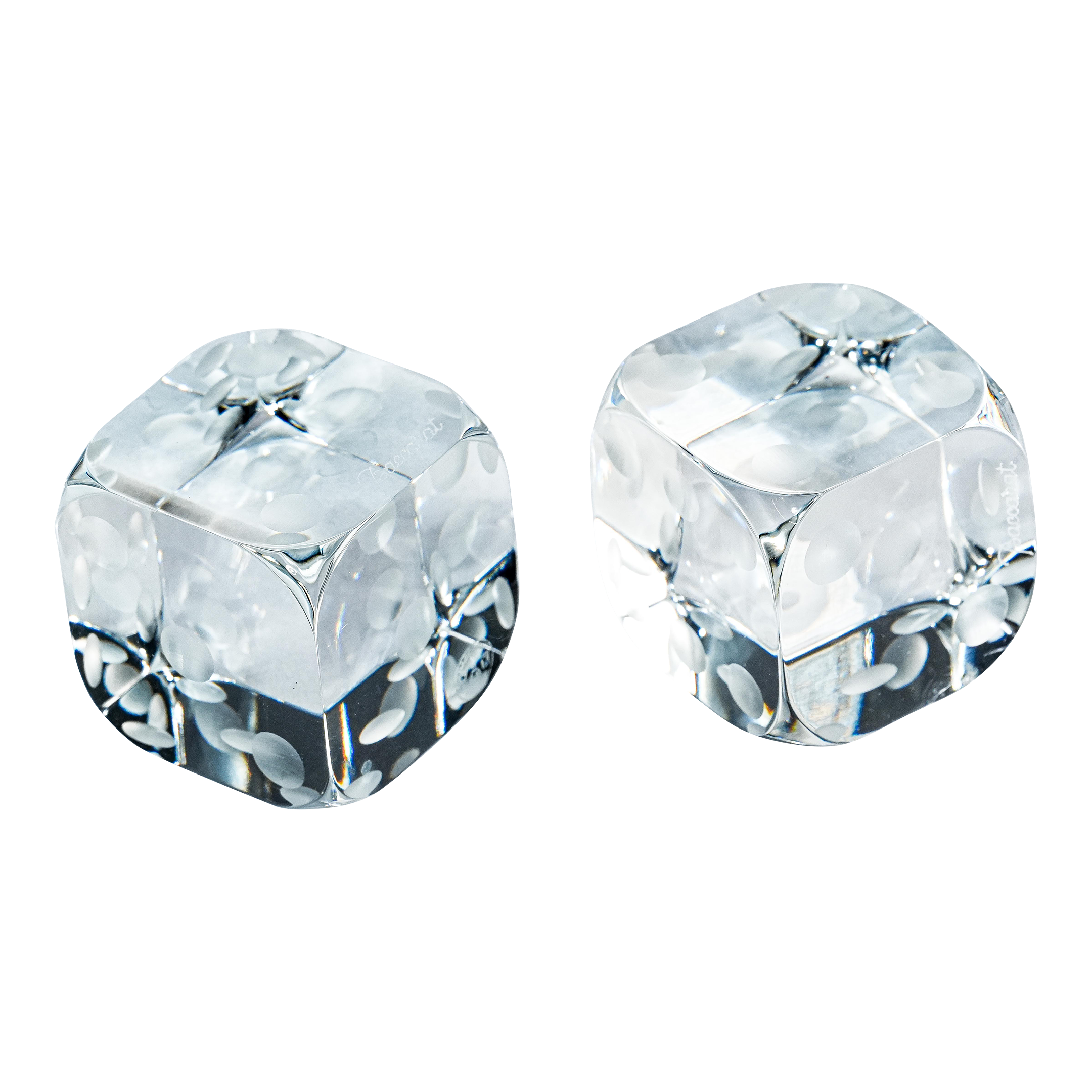 Baccarat サイコロ(大きめ) ペーパーウェイト Pair of Large Decorative Vintage Baccarat Crystal Glass Dice