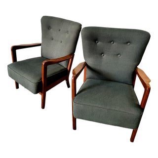 Vintage Nordic Teak Armchairs, 1980, Set of 2 For Sale