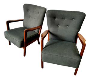 Vintage Nordic Teak Armchairs, 1980, Set of 2