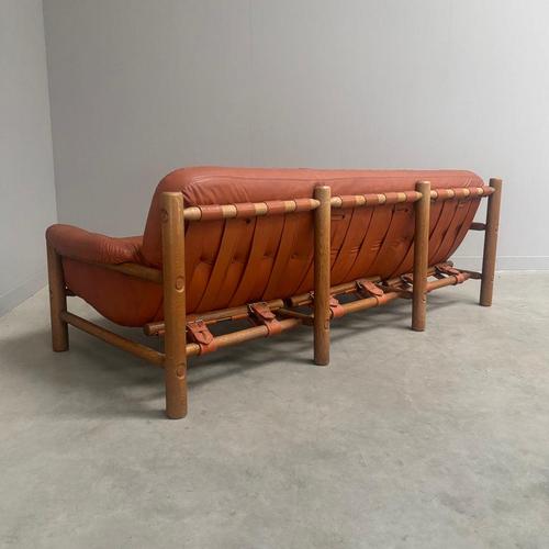 Brown Brutalist Brazilian Leather Lounge Sofa, Germany, 1960s For Sale - Image 8 of 15