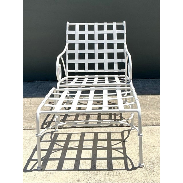 Mid-Century Modern Vintage Brown Jordan Cast Aluminum “Florentine” Lounge Chair and Ottoman For Sale - Image 3 of 12