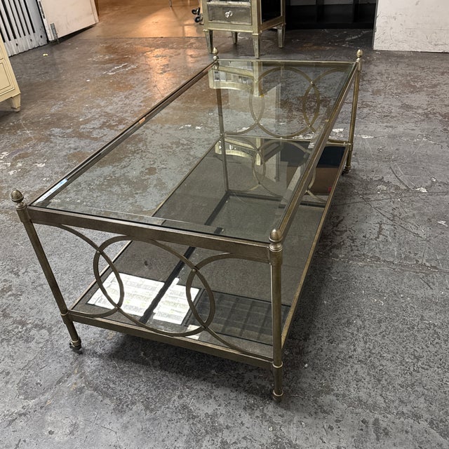 Hollywood Regency Metal + Mirrored Glass Cocktail Table, Vintage For Sale In San Francisco - Image 6 of 12