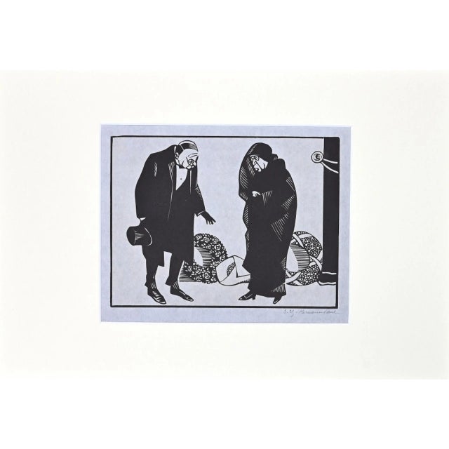 Hermann-Paul, The Widow, Woodcut Print, 1925 For Sale - Image 3 of 3