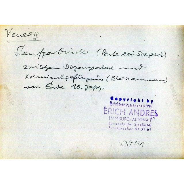 Venice Bridge of Sighs, 1954 For Sale - Image 4 of 5
