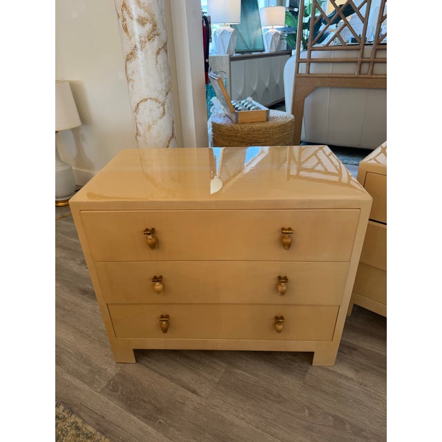 Art Deco 1960s Pair of Faux Goatskin Nightstands For Sale - Image 3 of 12