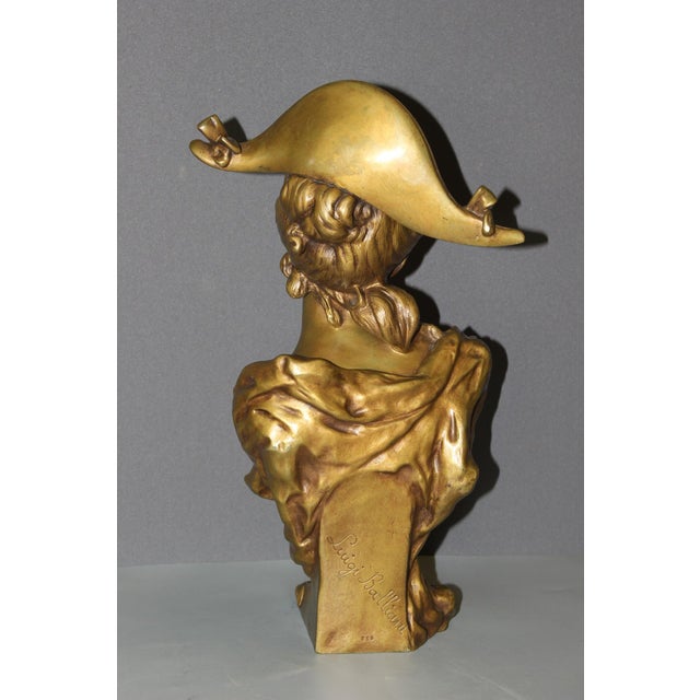 Gold Luigi Balliani, Sculpture The Girl with the Bicorne Hat, 1900, Bronze For Sale - Image 8 of 14