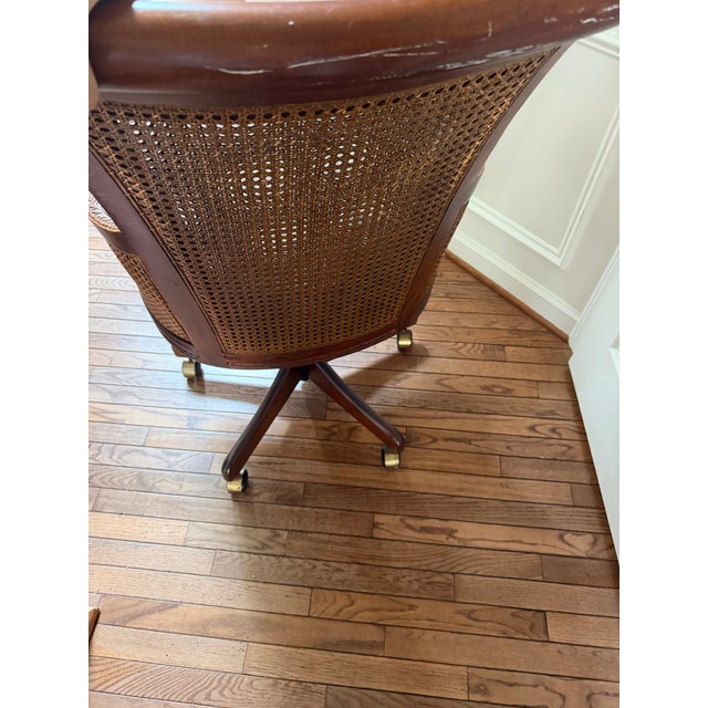 Gaines McHale Carved Mahogany Cane-Back Desk Chair, “The Loden” For Sale - Image 4 of 10