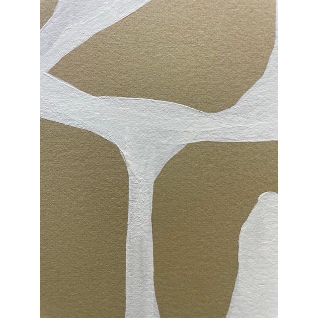 Abstract minimalist botanical painting on French hand crafted cotton paper. Framed in a gold frame. All works on paper are...