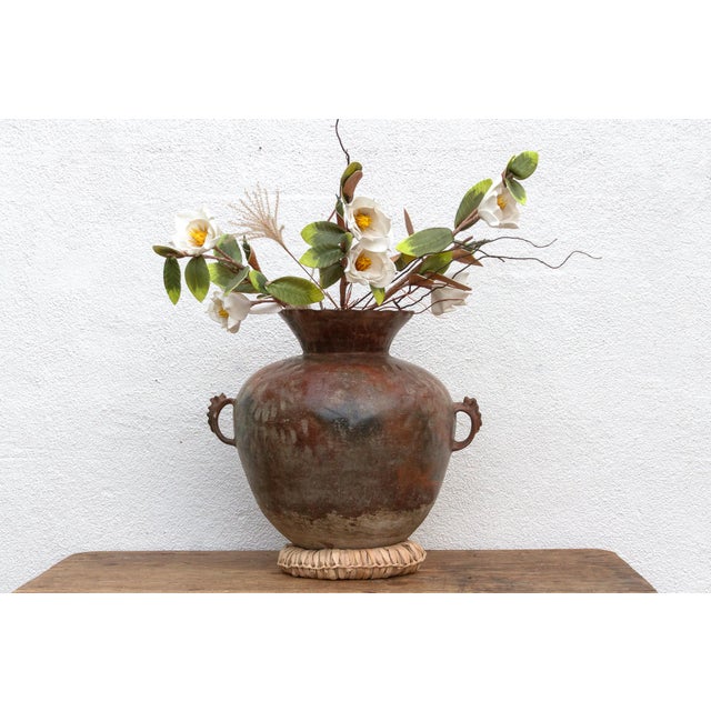 This antique Guatemalan garden pot, with its substantial form and intricate details, embodies the timeless beauty and...