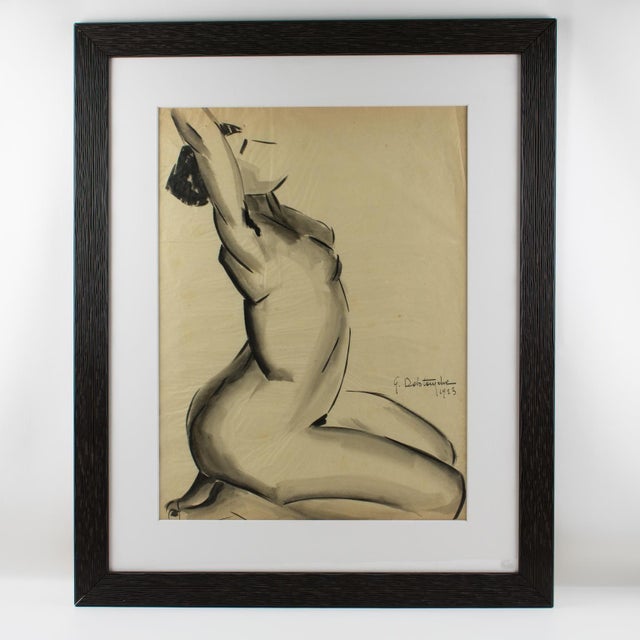 Female Nude Study Black Pencil Drawing by G. Debotoiyche, 1923 For Sale - Image 10 of 15