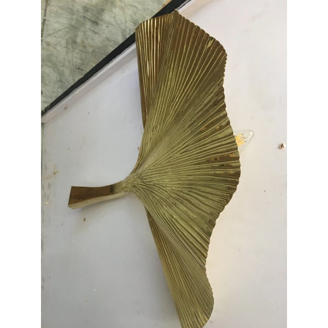 2010s Handmade Wall Sconces Lamps in Leaves Brass - Set of 2 For Sale - Image 5 of 9