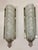Grand pair of French Art Deco wall sconces by the French artist “Degue”. Having clear frosted glass shades with geometric...