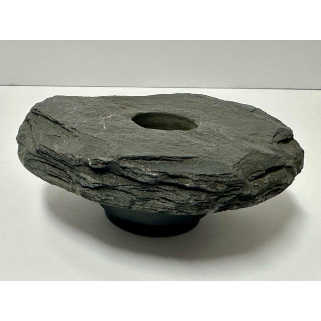 Handcrafted Ikebana slate stone flower vase (for traditional Japanese floral arrangements). Natural irregular slate rock...