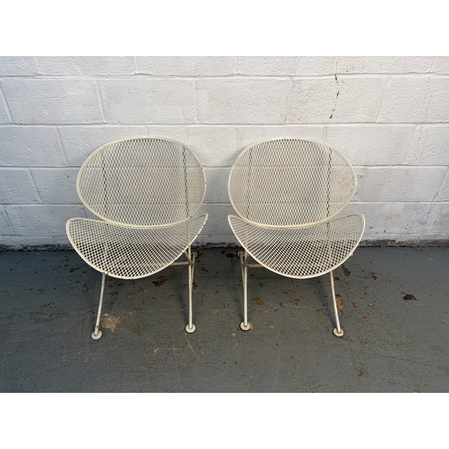 Mid 20th Century Mid 20th Century Pair of Italian White Metal Clamshell Outdoor Chairs by Tempestini, Attributed For Sale - Image 5 of 14