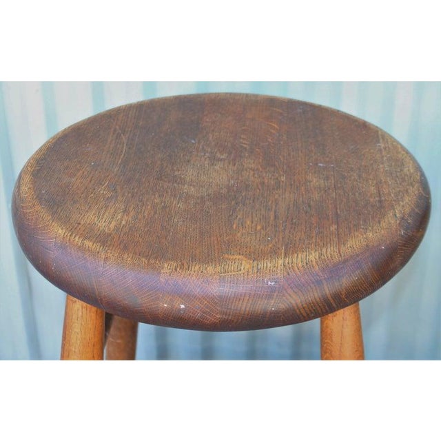 Rustic Early 20th Century Plank Seat Bar Stool For Sale - Image 3 of 7