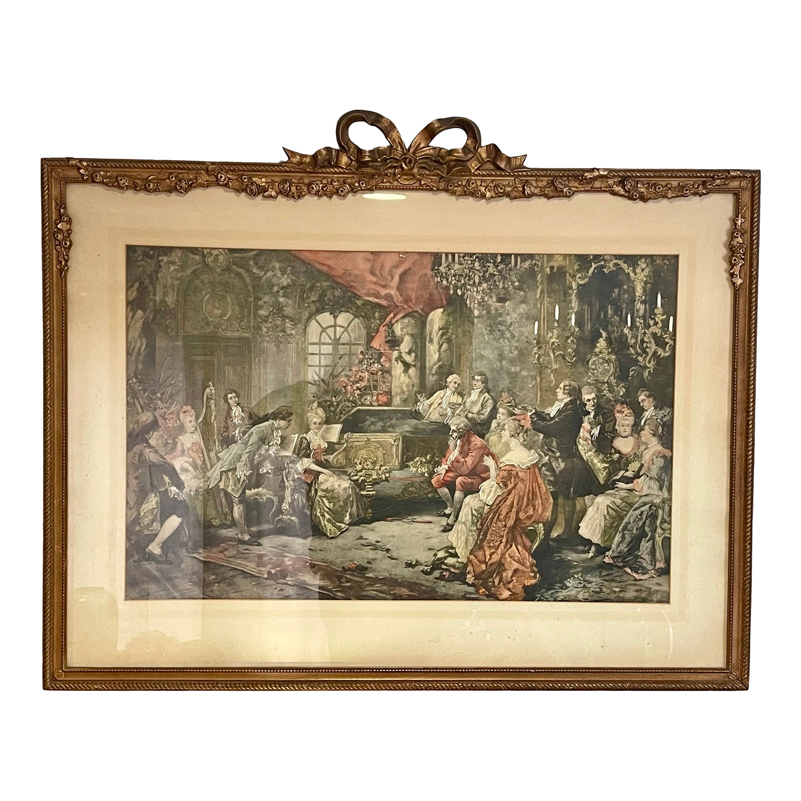 Antique Mozart at the Court of Marie Antoinette Lithography With Frame