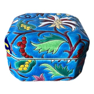 Antique French Émaux De Longwy Pottery Box For Sale