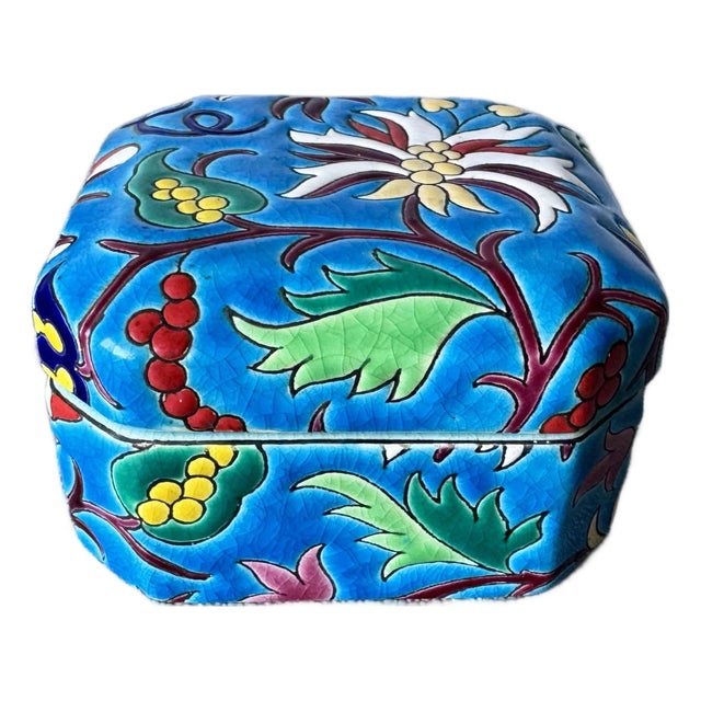 Antique French Émaux De Longwy Pottery Box For Sale