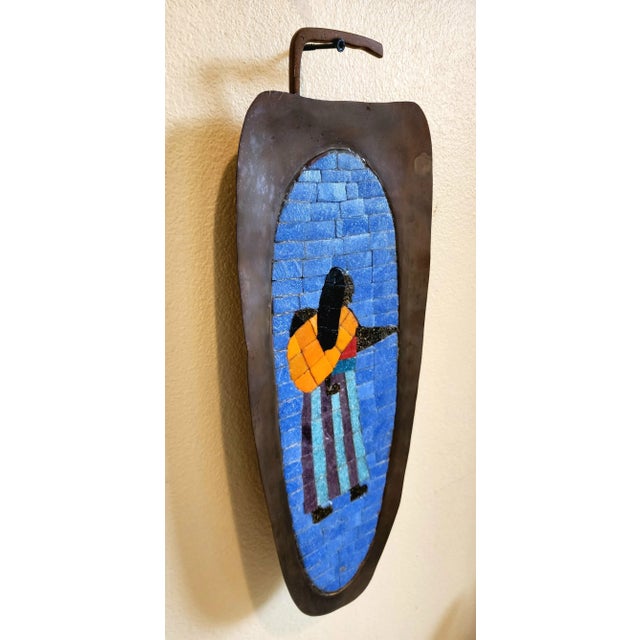 Salvador Teran Mexican Tile Mosaic on Brass Wall Art, Mexico, 1950 For Sale - Image 9 of 13