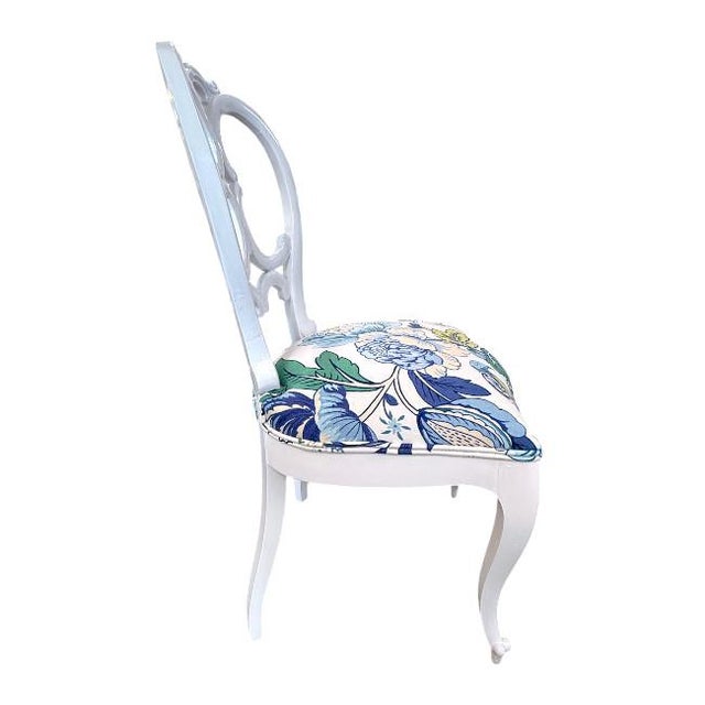 White Antique Side Chair in Stroheim Fabric For Sale - Image 8 of 8