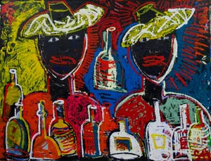 Vignerons. Large Contemporary Figurative Neo Expressionist Oil Painting by Sax Berlin