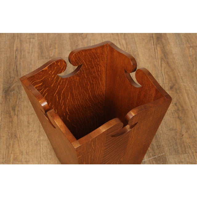 Mission Stickley Mission Collection Oak Waste Basket For Sale - Image 3 of 12