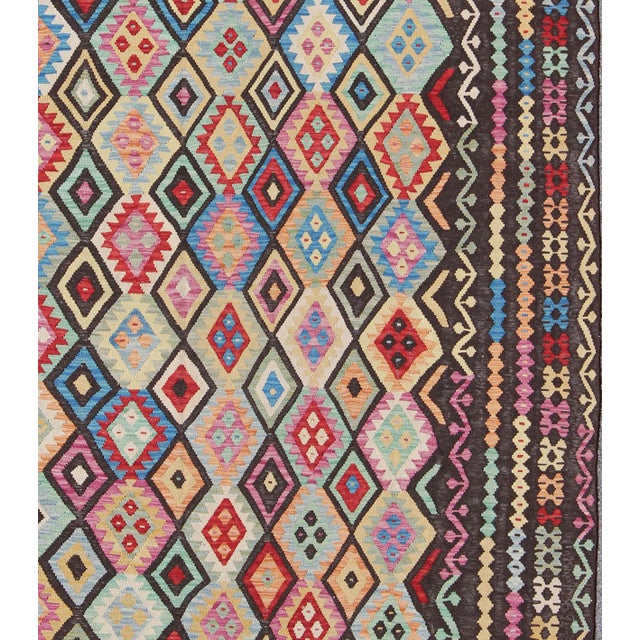 Colorful Tribal Kilim Flat Weave Rug by Keivan Woven Arts 9'3 X 11'6 For Sale - Image 4 of 6