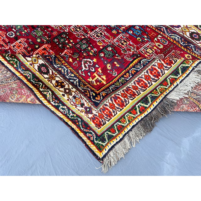 Red Red Shiraz Boteh Hand-Knotted Wool Rug - 8'1" X 5'6" For Sale - Image 8 of 12