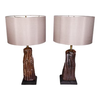 Late 20th Century Signed John Glick Ceramic Lamps With 3 Way Switch - a Pair For Sale