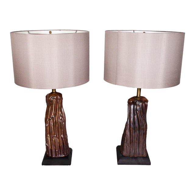 Late 20th Century Signed John Glick Ceramic Lamps With 3 Way Switch - a Pair For Sale