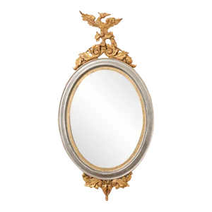 19th Century French Silver & Gold Gilt Oval Mirror