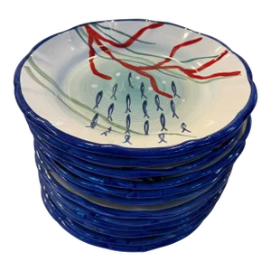 Italian Pottery Salad Plates Set of 12 Solimene Vietri Custom Designed From Ravello, Italy