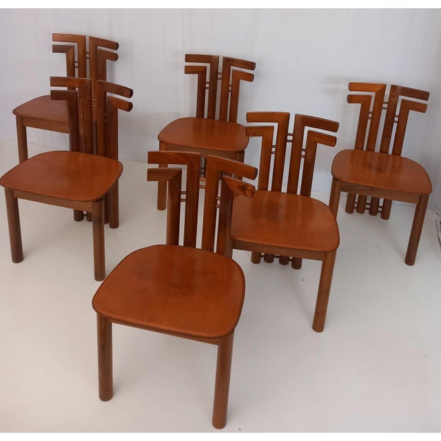 Wood Dining Chairs attributed to Mario Marenco for Mobilgirgi, 1970s, Set of 6 For Sale - Image 7 of 7