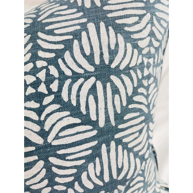 Custom pair of 22" Pillows covered in Peter Fasano "Kori" in blue. These pillows are self welted, have serged seams,...