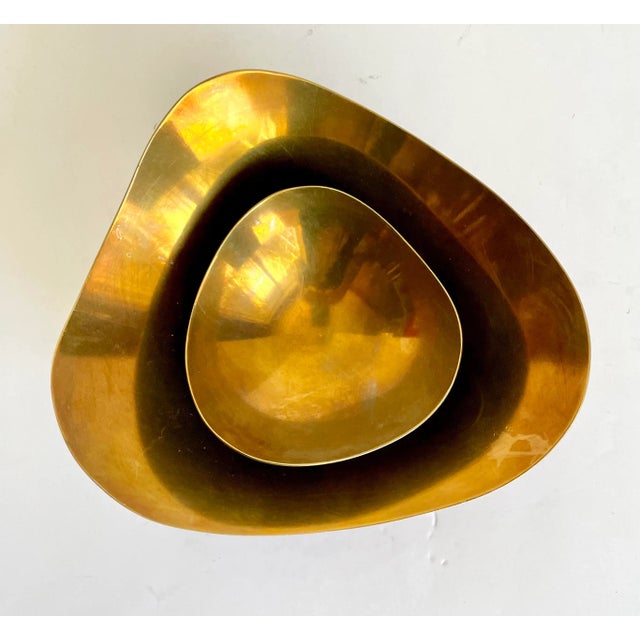 1960s Pair of Raymor Organically Shaped Brass Finger Trinket Bowls For Sale - Image 11 of 12
