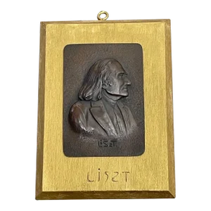 Antique German Bronze Sculpture Franz Liszt "Music Pianist Composer Wall Plaque Signed
