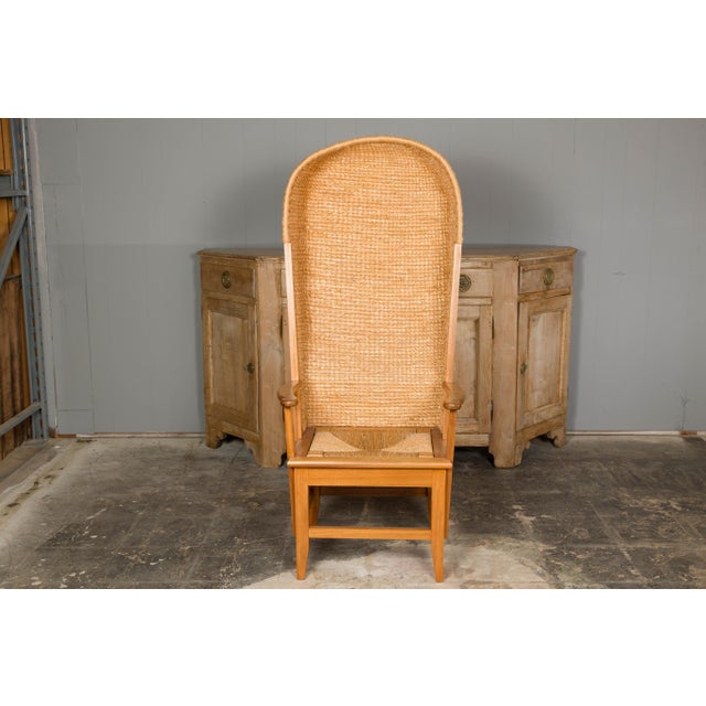 Orkney Island Midcentury Scottish Canopy Chair with Hand Woven Straw Back For Sale In Atlanta - Image 6 of 12