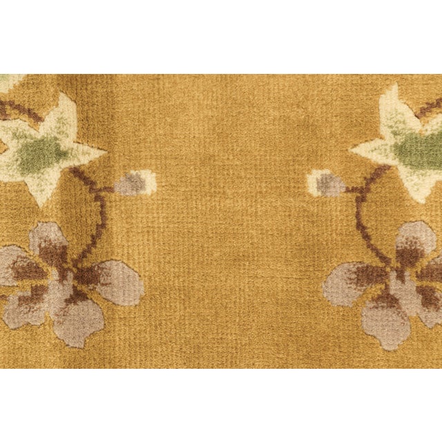 Art Deco Rug & Kilim’s Chinese Art Deco Rug in Brown and Green With Floral Patterns For Sale - Image 3 of 7